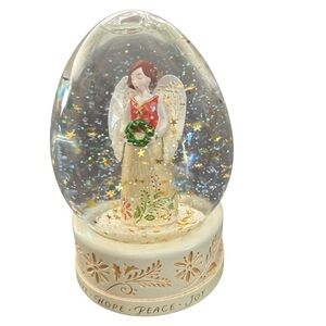 Hallmark Keepsake Snow Globe Joy To The World Angel Hope Peace Wreath Stars 2007
